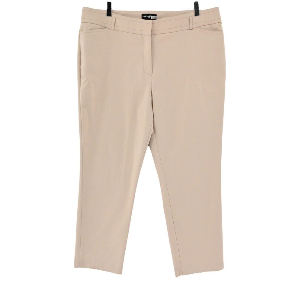 KARL LAGERFELD Pants Womens Size 16 Khaki Cotton Stretch High Rise Trousers